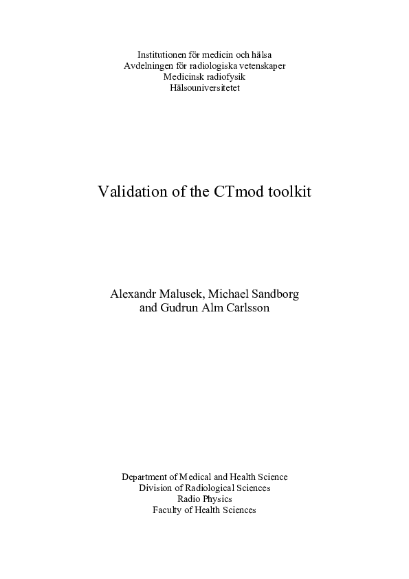 (PDF) Validation of the CTmod toolkit