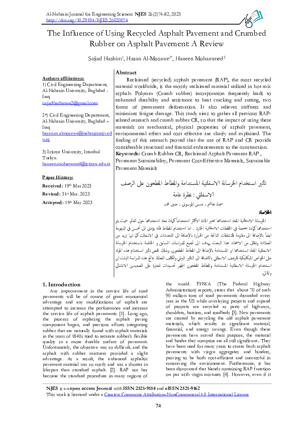 (PDF) The Influence of Using Recycled Asphalt Pavement and Crumbed ...
