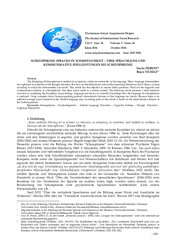 Schizophrene Sprache in Schriftlichkeit - Über Sprachliche Und Kommunikative Fehlleistungen Bei Schizophrenie