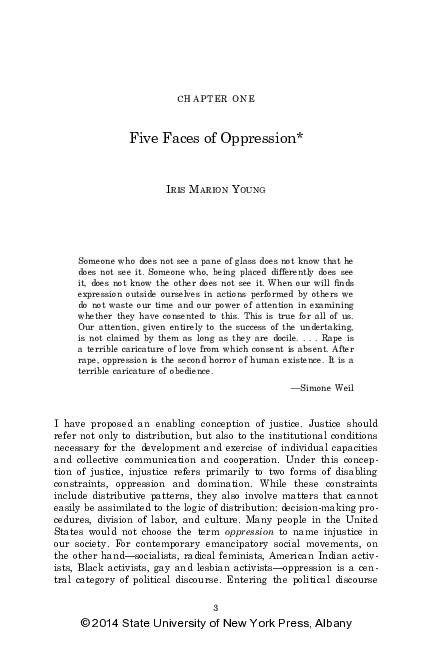 (PDF) Five Faces of Oppression