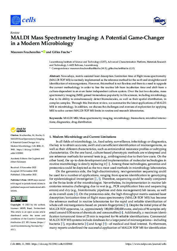 (PDF) MALDI Mass Spectrometry Imaging: A Potential Game-Changer in a ...