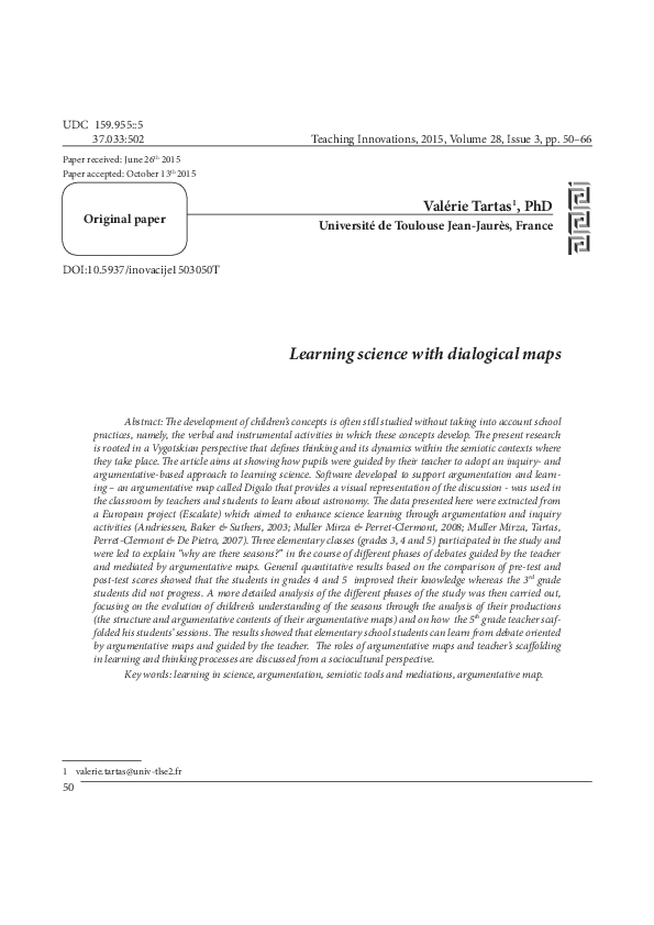 (PDF) Learning science with dialogical maps