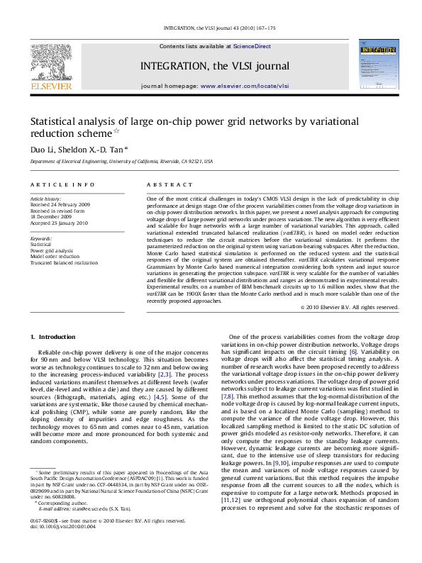 (PDF) Statistical analysis of large on-chip power grid networks by ...