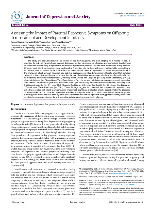(PDF) Assessing the Impact of Parental Depressive Symptoms on Offspring ...