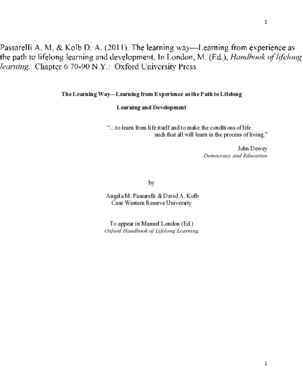 (PDF) The Learning Way