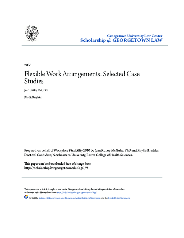 (PDF) Flexible work arrangements: selected case studies