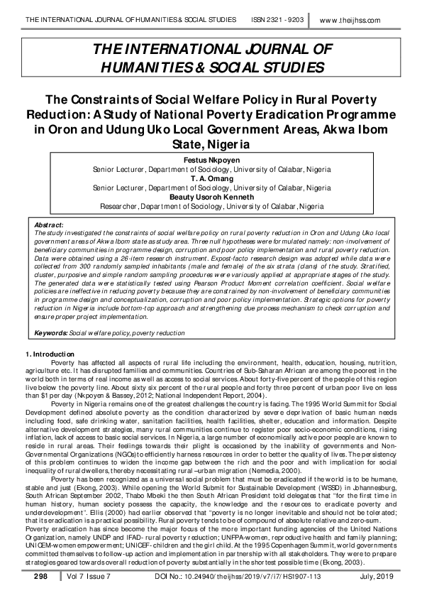 (PDF) The Constraints of Social Welfare Policy in Rural Poverty ...
