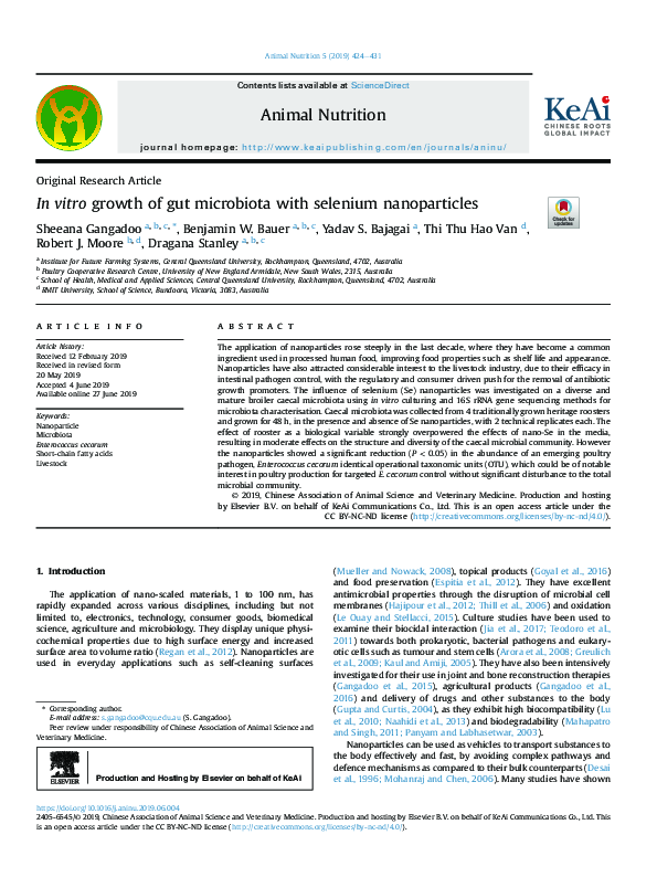 (PDF) In vitro growth of gut microbiota with selenium nanoparticles