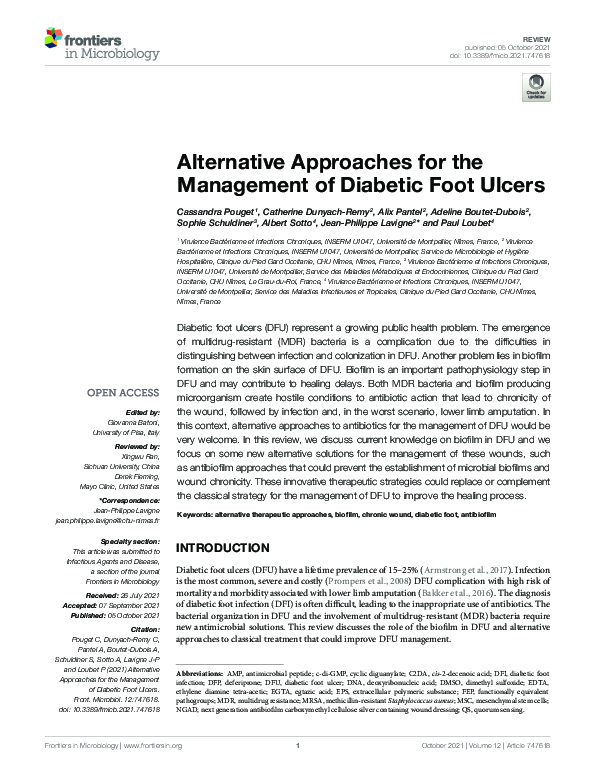 (PDF) Alternative Approaches for the Management of Diabetic Foot Ulcers