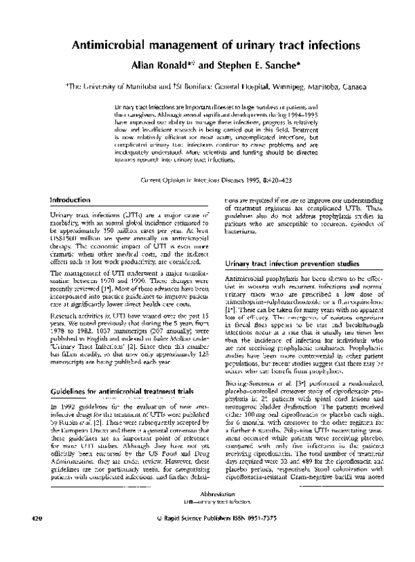 (PDF) Antimicrobial management of urinary tract infections