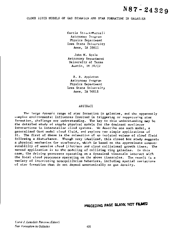 (PDF) Cloud fluid models of gas dynamics and star formation in galaxies