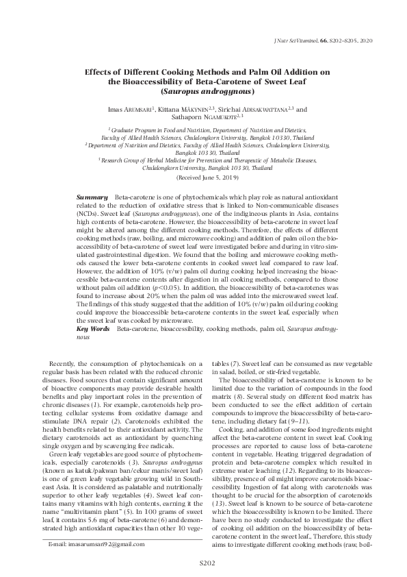 (PDF) Effects of Different Cooking Methods and Palm Oil Addition on the ...