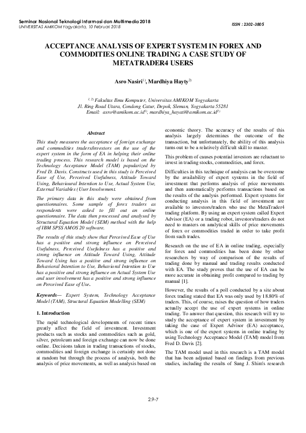 (PDF) Acceptance Analysis of Expert System in Forex and Commodities ...