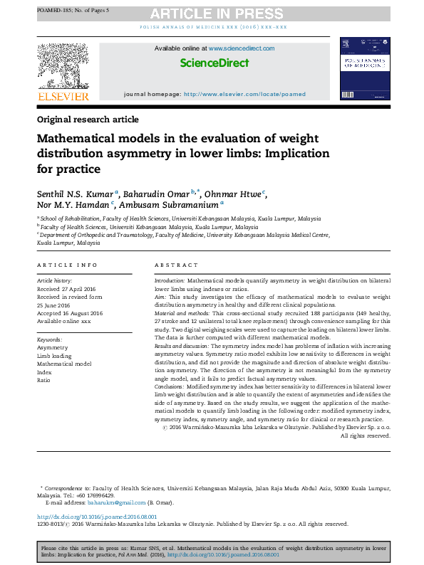 (PDF) Mathematical models in the evaluation of weight distribution ...