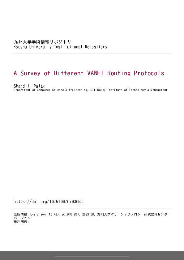 (PDF) A Survey of Different VANET Routing Protocols