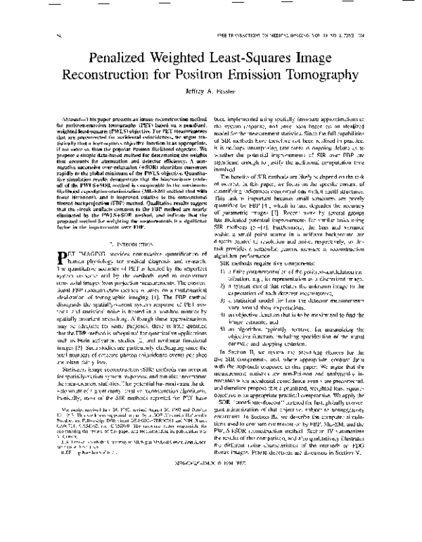(PDF) Penalized weighted least-squares image reconstruction for ...