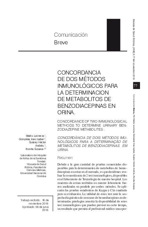 (PDF) Concordancia de dos métodos inmunológicos para la determinación ...