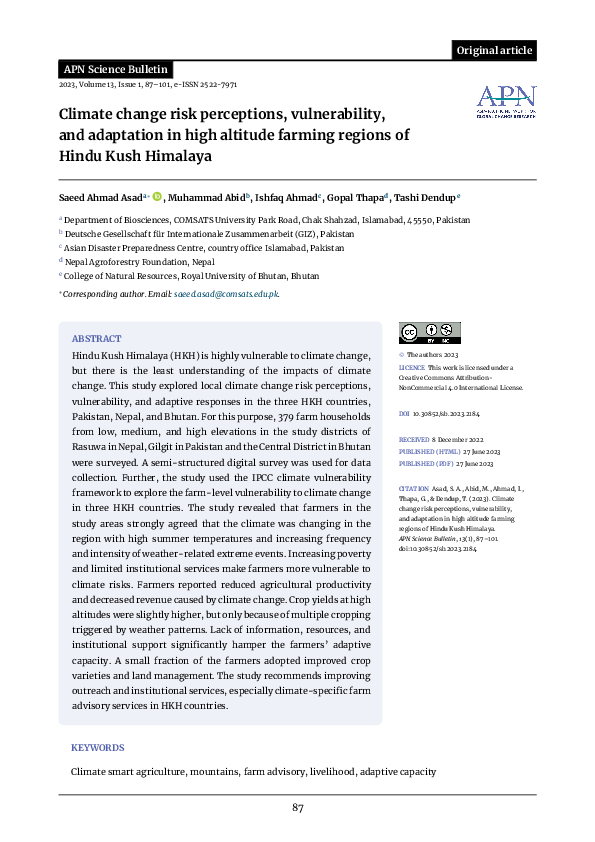(PDF) Climate change risk perceptions, vulnerability, and adaptation in ...