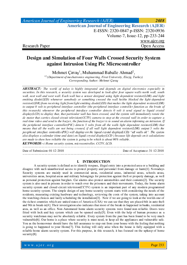 (PDF) Design and Simulation of Four Walls Crossed Security System ...