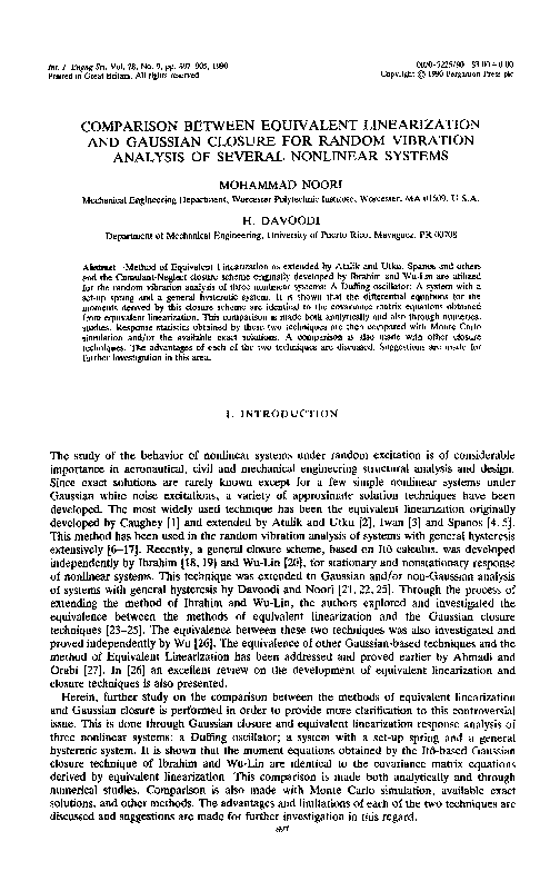 (PDF) Comparison between equivalent linearization and Gaussian closure ...