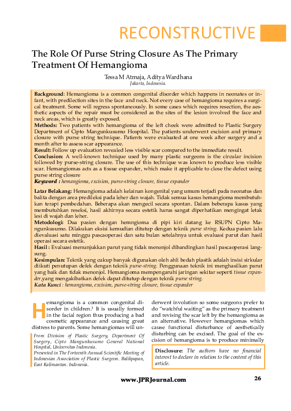 (PDF) The Role Of Purse String Closure As The Primary Treatment Of ...