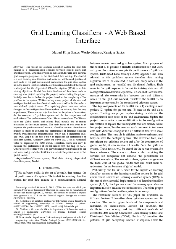(PDF) Grid learning classifiers : a Web based interface