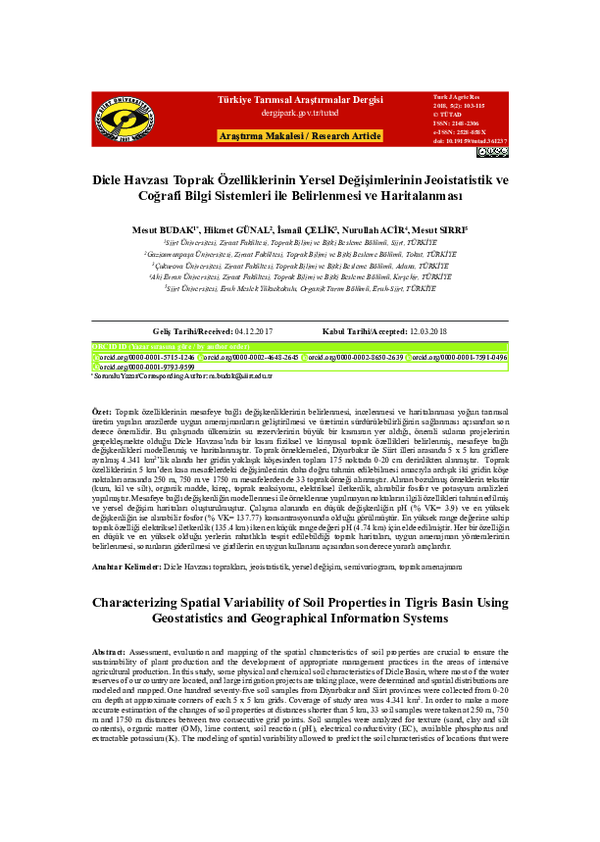 (PDF) Characterizing Spatial Variability of Soil Properties in Tigris ...