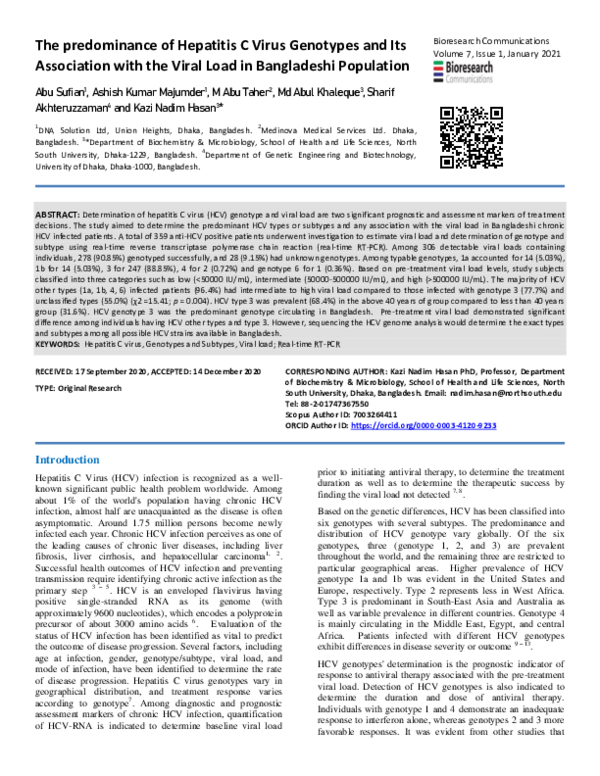 (PDF) The predominance of Hepatitis C Virus Genotypes and Its ...