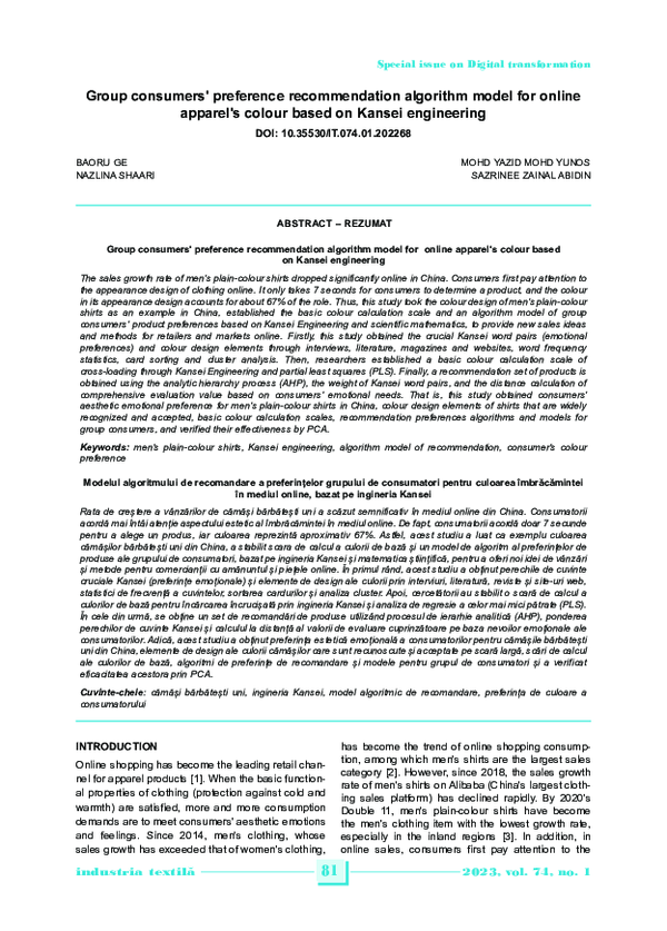(PDF) Group consumers' preference recommendation algorithm model for ...