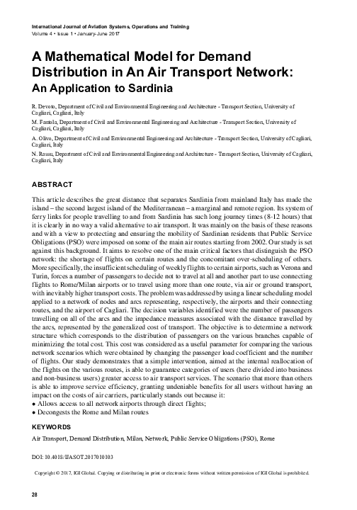 (PDF) A Mathematical Model for Demand Distribution in An Air Transport ...