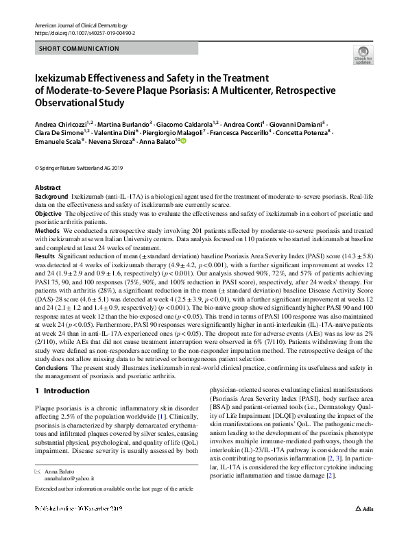 (PDF) Ixekizumab Effectiveness and Safety in the Treatment of Moderate ...