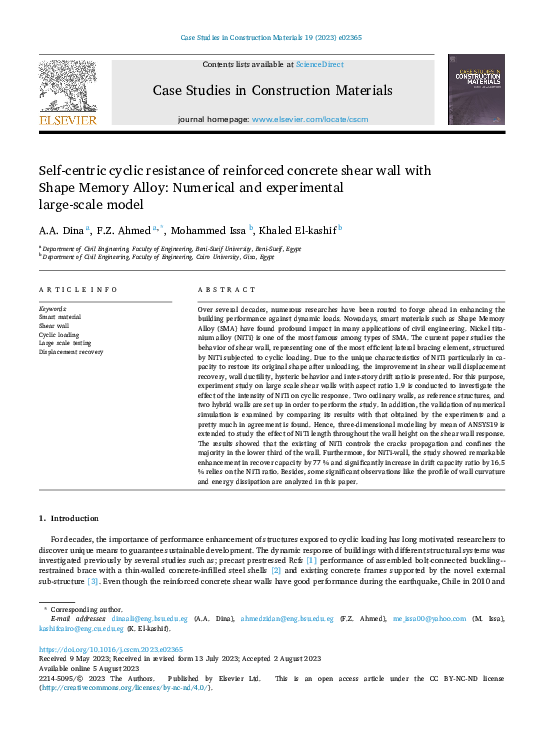 (PDF) Self-centric cyclic resistance of reinforced concrete shear wall ...