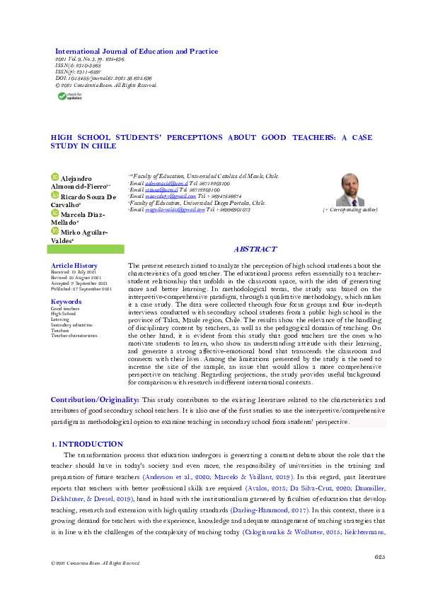 (PDF) High School Students Perceptions about Good Teachers: A Case ...