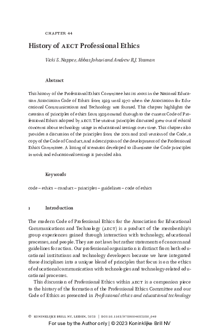 (PDF) History of AECT Professional Ethics