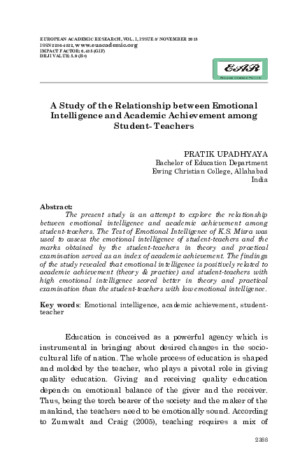 (PDF) A Study of the Relationship between Emotional Intelligence and ...