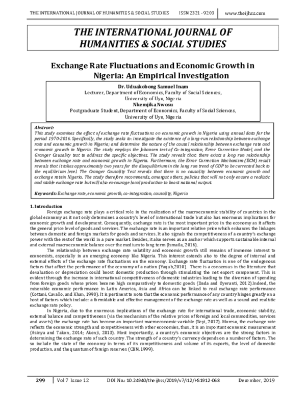 (PDF) Exchange Rate Fluctuations and Economic Growth in Nigeria: An ...
