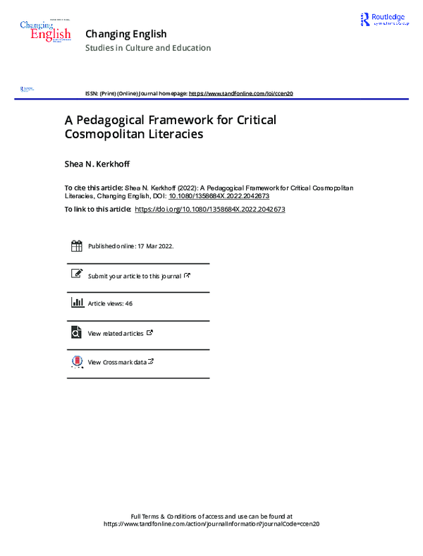 (PDF) A Pedagogical Framework for Critical Cosmopolitan Literacies
