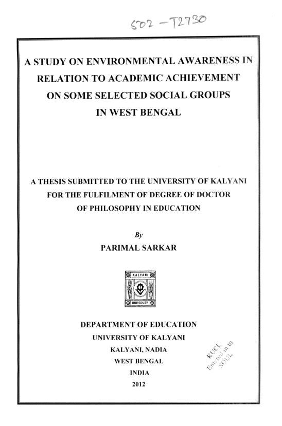 (PDF) A study on environmental awareness in relation to academic ...