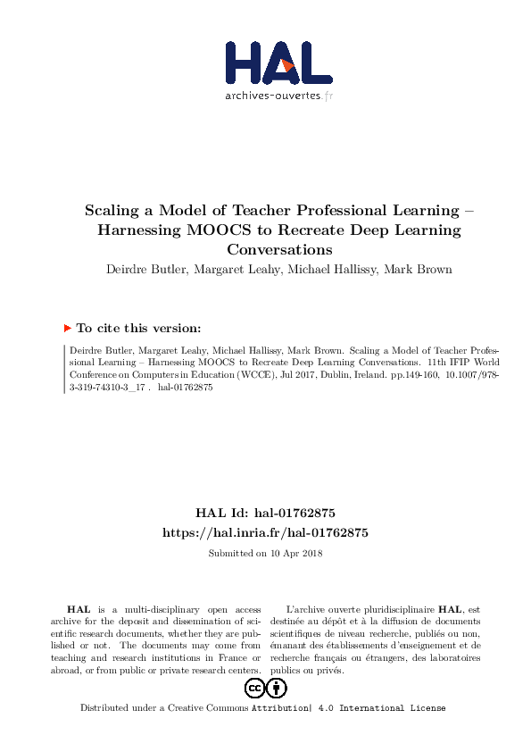 (PDF) Scaling a Model of Teacher Professional Learning – Harnessing ...