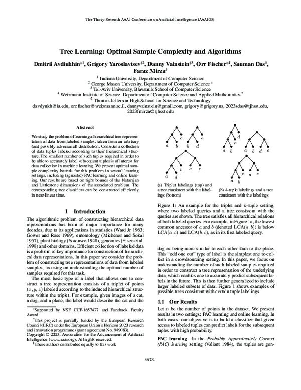 (PDF) Tree Learning: Optimal Sample Complexity and Algorithms