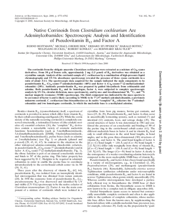 (PDF) Native Corrinoids from Clostridium cochlearium Are ...