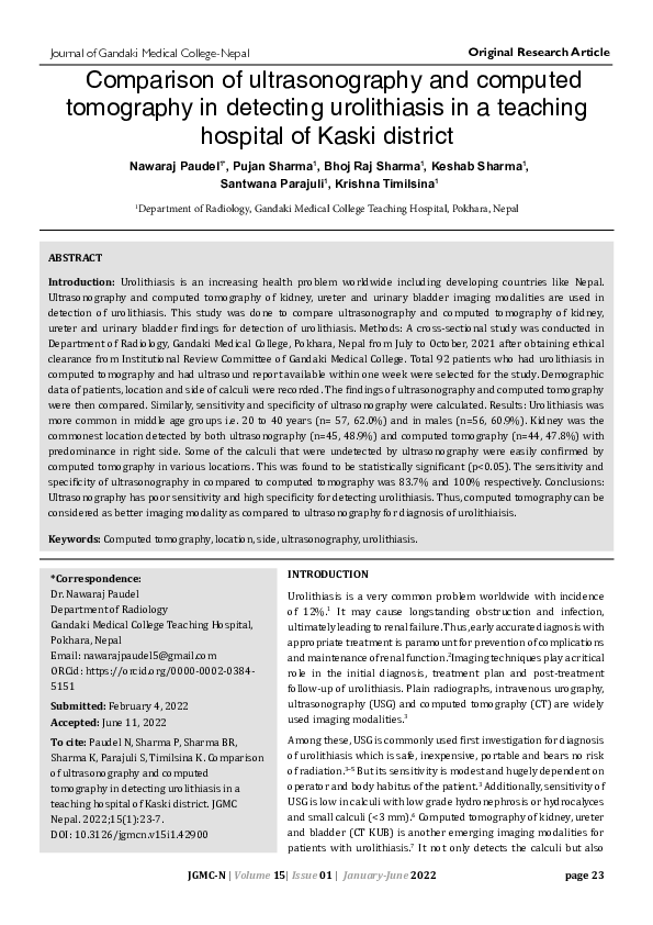(PDF) Comparison of ultrasonography and computed tomography in ...