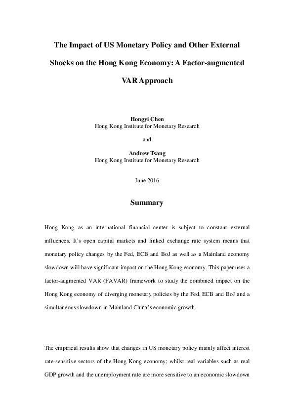 (PDF) The Impact of US Monetary Policy and Other External Shocks on the ...