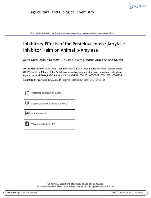 (PDF) Inhibitory Effects of the Proteinaceousα-Amylase Inhibitor Haim ...