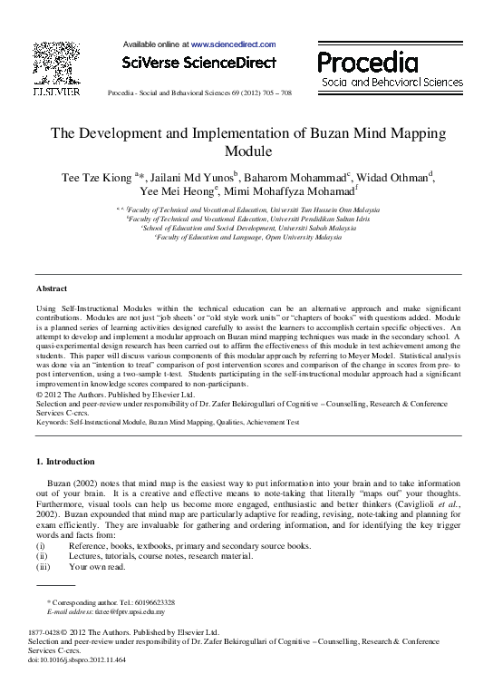 (PDF) The Development and Implementation of Buzan Mind Mapping Module