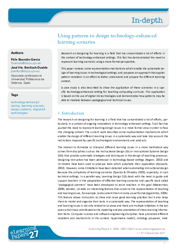 (PDF) Using patterns to design technology-enhanced learning scenarios