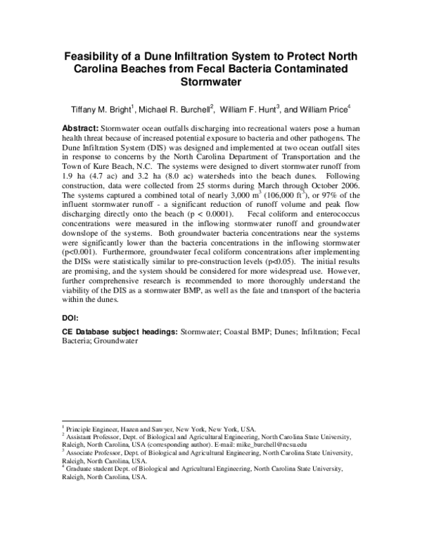 (PDF) Feasibility of a Dune Infiltration System to Protect North ...