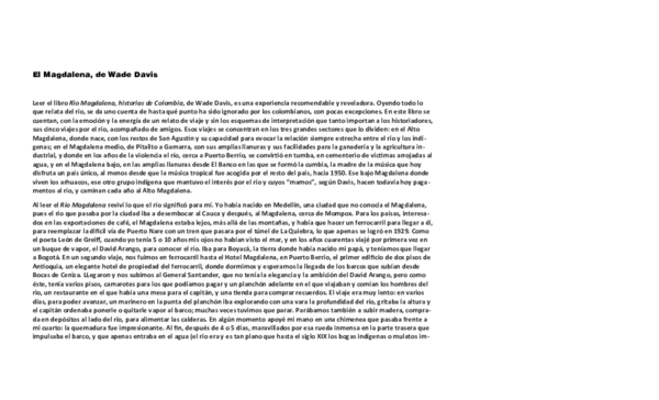 (DOC) El Río Magdalena y Wade Davis