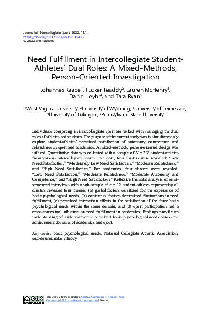 (PDF) Exploring Need Fulfillment in Varsity Intercollegiate Student ...