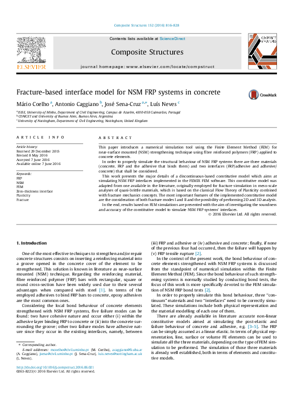 (PDF) Fracture-based interface model for NSM FRP systems in concrete